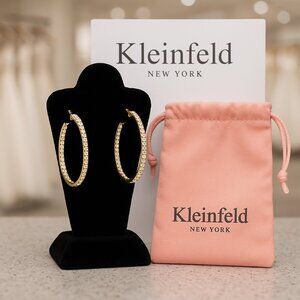 Kleinfeld New York Gold-Tone Crystal Hoop Earrings